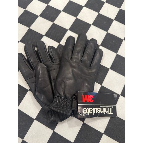 Leather thinsulate 3M gloves vintage gloves black medium thermal insulation - Picture 1 of 5